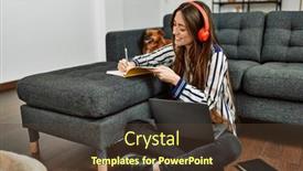  Presentation with laptop - Presentation having young-hispanic-woman-using-laptop background and a tawny brown colored foreground