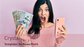  Presentation with states - Slide set enhanced with young-hispanic-woman-using-smartphone background and a coral colored foreground