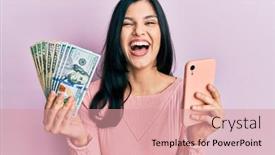  Presentation with states - Presentation featuring young-hispanic-woman-using-smartphone background and a coral colored foreground