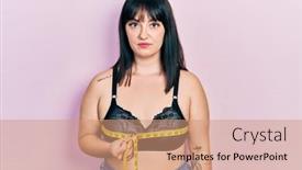  Presentation with confident young hispanic woman - Theme consisting of young-hispanic-woman-using-tape background and a coral colored foreground