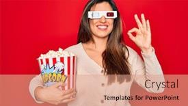  Presentation with red movie - PPT layouts having young-hispanic-woman-wearing-3d background and a coral colored foreground