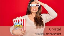  Presentation with red movie - Slides featuring young-hispanic-woman-wearing-3d background and a coral colored foreground