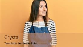  Presentation with barber - PPT theme enhanced with young-hispanic-woman-wearing-barber background and a yellow colored foreground