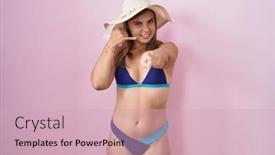 Presentation with hispanic - Presentation having young-hispanic-woman-wearing-bikini background and a soft green colored foreground