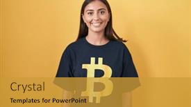  Presentation with bitcoin - Theme with young-hispanic-woman-wearing-bitcoin background and a  colored foreground