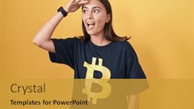  Presentation with far away - PPT theme enhanced with young-hispanic-woman-wearing-bitcoin background and a  colored foreground