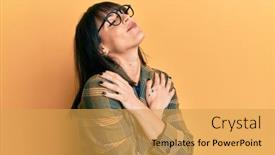  Presentation with confident young hispanic woman - PPT theme with young-hispanic-woman-wearing-business background and a yellow colored foreground