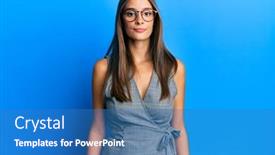  Presentation with simple business - Colorful presentation enhanced with young-hispanic-woman-wearing-business backdrop and a teal colored foreground