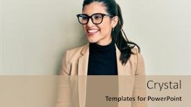  Presentation with confident young hispanic woman - Beautiful theme featuring young-hispanic-woman-wearing-business backdrop and a  colored foreground
