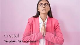  Presentation with hope - Presentation design consisting of young-hispanic-woman-wearing-business background and a coral colored foreground
