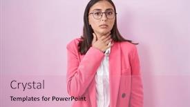 Presentation with sore throat - Presentation enhanced with young-hispanic-woman-wearing-business background and a coral colored foreground