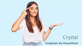  Presentation with tshirt - Colorful theme enhanced with young-hispanic-woman-wearing-casual backdrop and a sky blue colored foreground