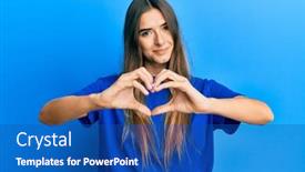  Presentation with hands heart - Amazing presentation theme having young-hispanic-woman-wearing-casual backdrop and a ocean colored foreground