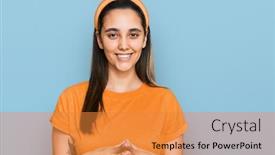  Presentation with hispanic - Beautiful presentation design featuring young-hispanic-woman-wearing-casual backdrop and a gold colored foreground
