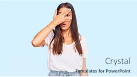  Presentation with tshirt - Audience pleasing theme consisting of young-hispanic-woman-wearing-casual backdrop and a sky blue colored foreground