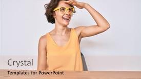  Presentation with far away - Audience pleasing theme consisting of young-hispanic-woman-wearing-casual backdrop and a coral colored foreground