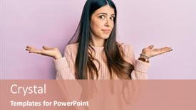  Presentation with wearing a surgical face mask - Slides featuring young-hispanic-woman-wearing-casual background and a coral colored foreground