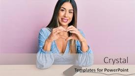  Presentation with battery - Audience pleasing presentation theme consisting of young-hispanic-woman-wearing-casual backdrop and a soft green colored foreground