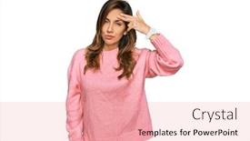  Presentation with acne woman - Cool new slide set with young-hispanic-woman-wearing-casual backdrop and a coral colored foreground