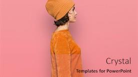  Presentation with confident young hispanic woman - Cool new presentation design with young-hispanic-woman-wearing-casual backdrop and a coral colored foreground