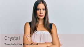 Presentation with hispanic - Colorful presentation enhanced with young-hispanic-woman-wearing-casual backdrop and a coral colored foreground