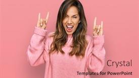  Presentation with rock music - Audience pleasing presentation design consisting of young-hispanic-woman-wearing-casual backdrop and a coral colored foreground