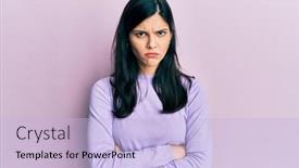  Presentation with hispanic - Cool new slide set with young-hispanic-woman-wearing-casual backdrop and a light blue colored foreground