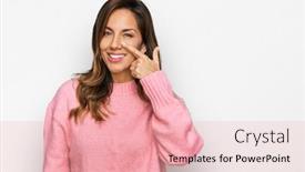  Presentation with hispanic - Cool new PPT theme with young-hispanic-woman-wearing-casual backdrop and a lemonade colored foreground