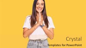  Presentation with confident young hispanic woman - Beautiful PPT layouts featuring young-hispanic-woman-wearing-casual backdrop and a yellow colored foreground