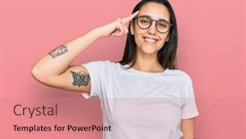  Presentation with great idea - Slides enhanced with young-hispanic-woman-wearing-casual background and a coral colored foreground