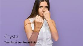  Presentation with fight - Theme having young-hispanic-woman-wearing-casual background and a light blue colored foreground