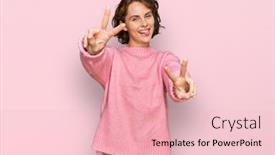  Presentation with tongue - Colorful presentation theme enhanced with young-hispanic-woman-wearing-casual backdrop and a lemonade colored foreground