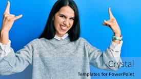  Presentation with rock star - Cool new theme with young-hispanic-woman-wearing-casual backdrop and a light blue colored foreground