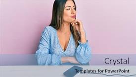  Presentation with battery - Beautiful PPT theme featuring young-hispanic-woman-wearing-casual backdrop and a light blue colored foreground
