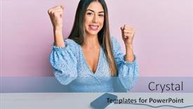  Presentation with hispanic - Slides featuring young-hispanic-woman-wearing-casual background and a light blue colored foreground