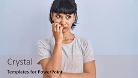  Presentation with nails - Slide deck consisting of young-hispanic-woman-wearing-casual background and a coral colored foreground