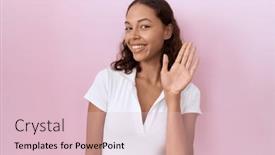  Presentation with saying - Presentation design with young-hispanic-woman-wearing-casual background and a lemonade colored foreground