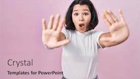  Presentation with frustration - PPT layouts having young-hispanic-woman-wearing-casual background and a lemonade colored foreground