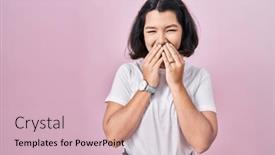  Presentation with scandal - PPT theme consisting of young-hispanic-woman-wearing-casual background and a soft green colored foreground