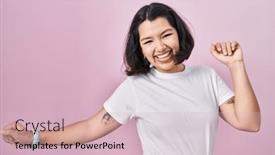  Presentation with confident young hispanic woman - Presentation design featuring young-hispanic-woman-wearing-casual background and a lemonade colored foreground