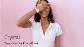  Presentation with hispanic - Presentation design featuring young-hispanic-woman-wearing-casual and a lemonade colored foreground