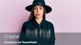  Presentation with cowgirl - Slide deck featuring young-hispanic-woman-wearing-cowgirl background and a navy blue colored foreground