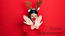  Presentation with deer - PPT theme enhanced with young-hispanic-woman-wearing-deer background and a crimson colored foreground