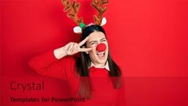  Presentation with christmas red - Presentation having young-hispanic-woman-wearing-deer background and a crimson colored foreground