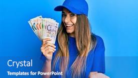  Presentation with singapore - PPT theme having young-hispanic-woman-wearing-delivery background and a teal colored foreground