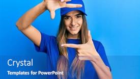  Presentation with creativity - Slide deck featuring young-hispanic-woman-wearing-delivery background and a ocean colored foreground