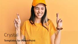  Presentation with hope - Presentation design consisting of young-hispanic-woman-wearing-delivery background and a yellow colored foreground