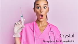  Presentation with wearing a surgical face mask - Slides consisting of young-hispanic-woman-wearing-doctor background and a lavender colored foreground