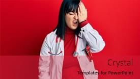  Presentation with eye doctor - Slide set enhanced with young-hispanic-woman-wearing-doctor background and a red colored foreground