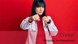  Presentation with violence woman - PPT layouts having young-hispanic-woman-wearing-doctor background and a red colored foreground